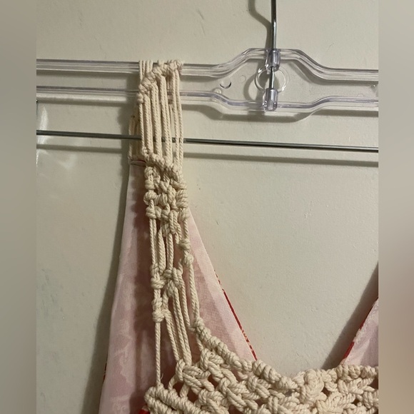 Zara Printed Crochet Fringe Boho Maxi Dress Size Extra Small - Picture 6 of 15